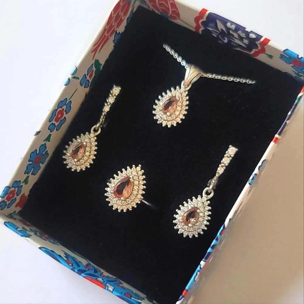 925 Sterling Silver Turkish Zultanite Wedding Jewelry Set  for Women,NEW, - Picture 4 of 11